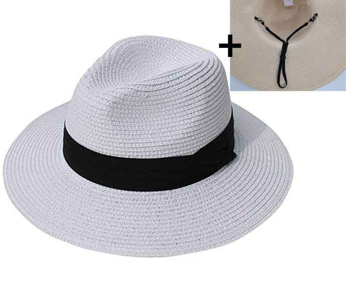 Casual All-match Sun Hat Foldable Sun Hat White with windproof rope