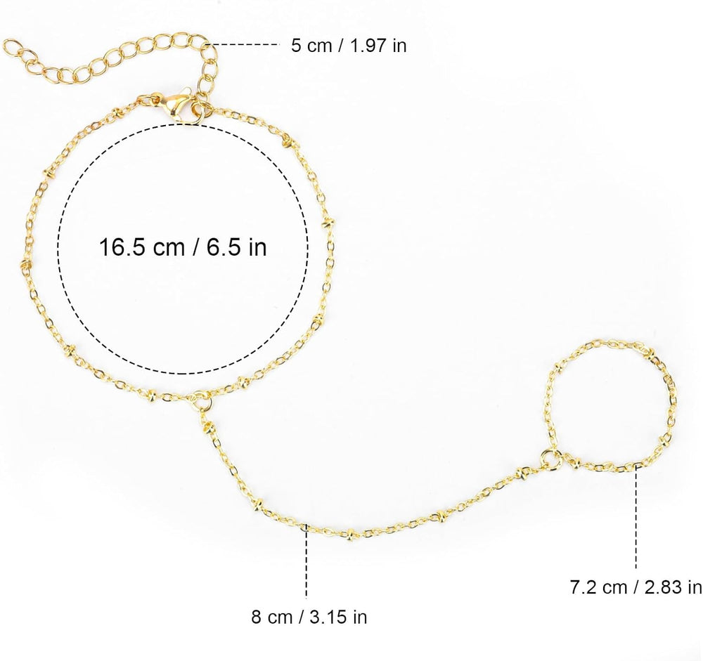 Quincy | Women's Gold Hand Chain and Bracelet Combo