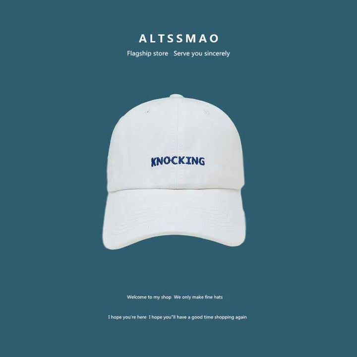 Face Displayed Small Letters Sun Visor Baseball Cap KNOCKING white adjustable