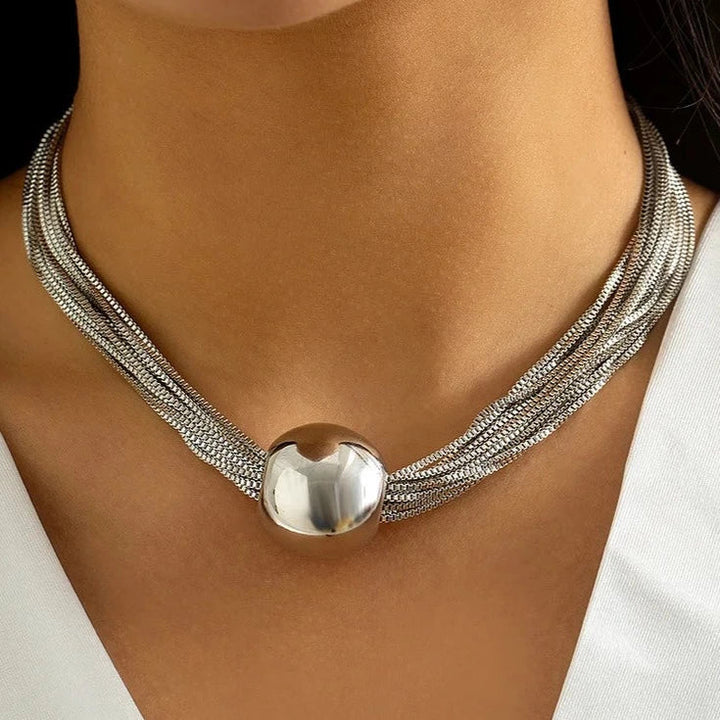 Joa | Women's Elegant Necklace with Shiny Ball Silver