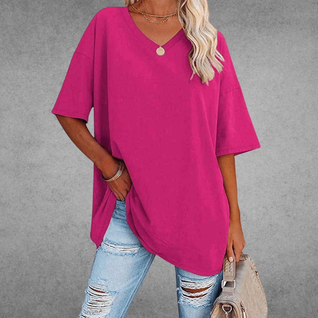 Nikita | Stylish Oversized V-Neck Shirt Purple