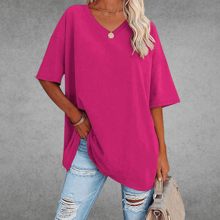 Nikita | Stylish Oversized V-Neck Shirt Purple