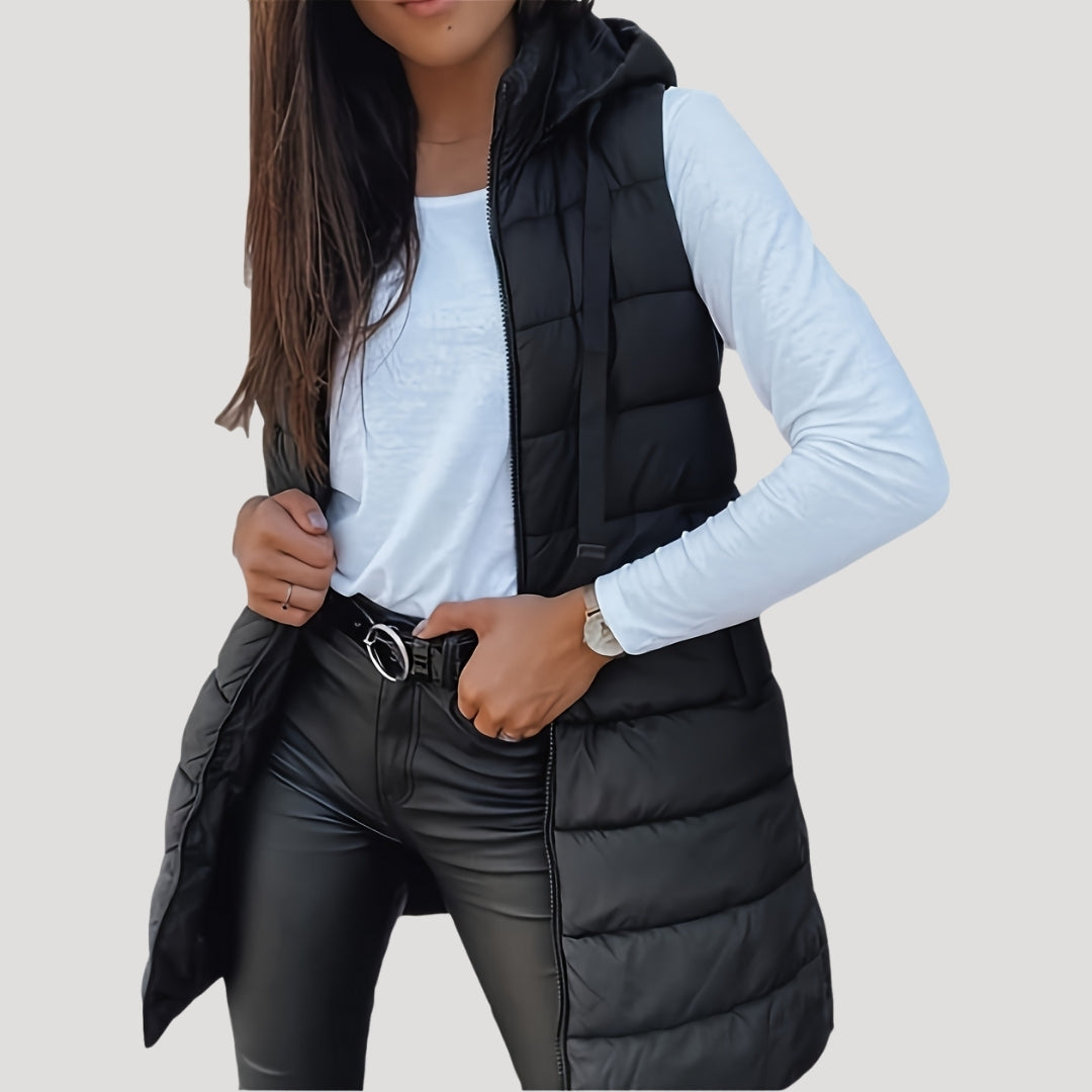 Women's Winter Hooded Puffer Vest Black
