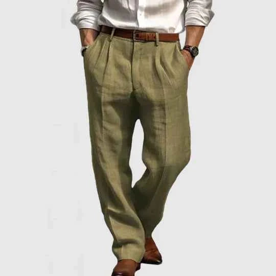 Men's Casual Cotton-Linen Trousers – Relaxed Comfort for Every Day Olive Green