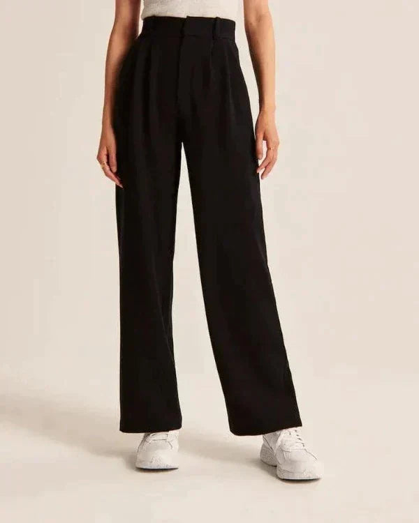 Jiska | Women's Stylish High Waist Wide Leg Trousers - Trendy & Comfy