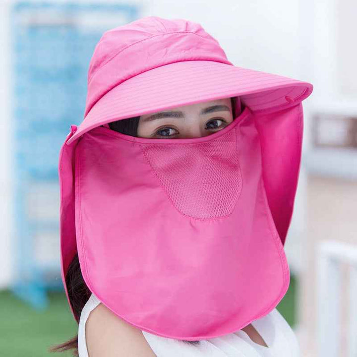 Summer Women's Hats Korean Version Of The Tide Sun Hats Big Rim Bike Sun Hats Sun Hats Face UV Protection Hats Rose Red