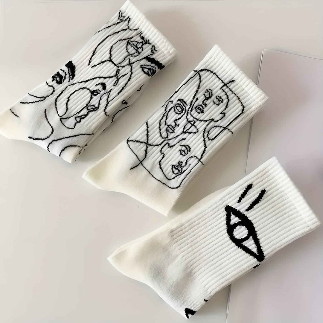 Abstract Line Art Socks - Unique Hypnotic Design