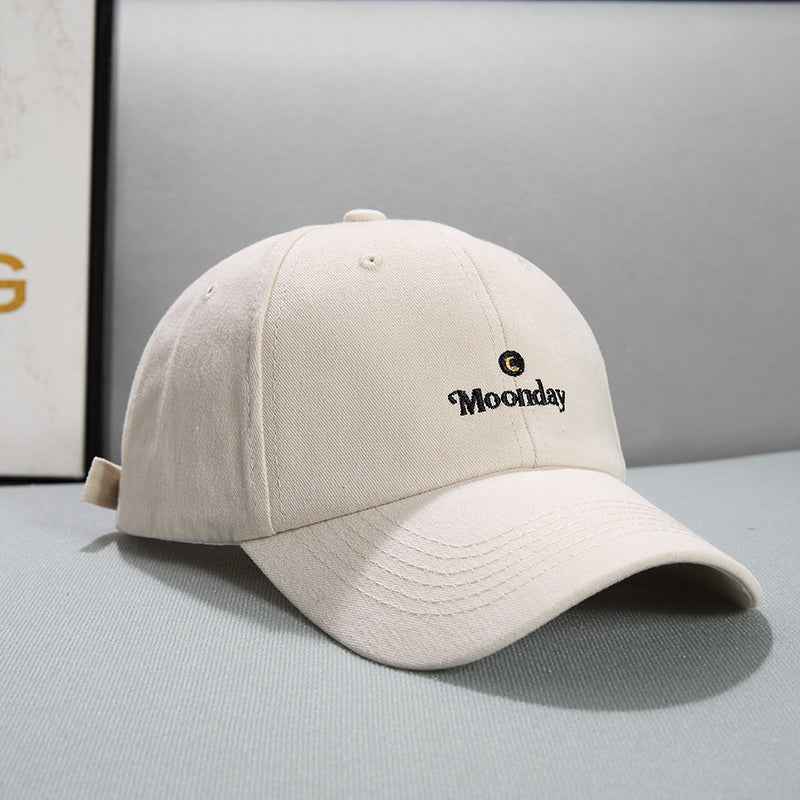 Face Displayed Small Letters Sun Visor Baseball Cap Small moon beige adjustable