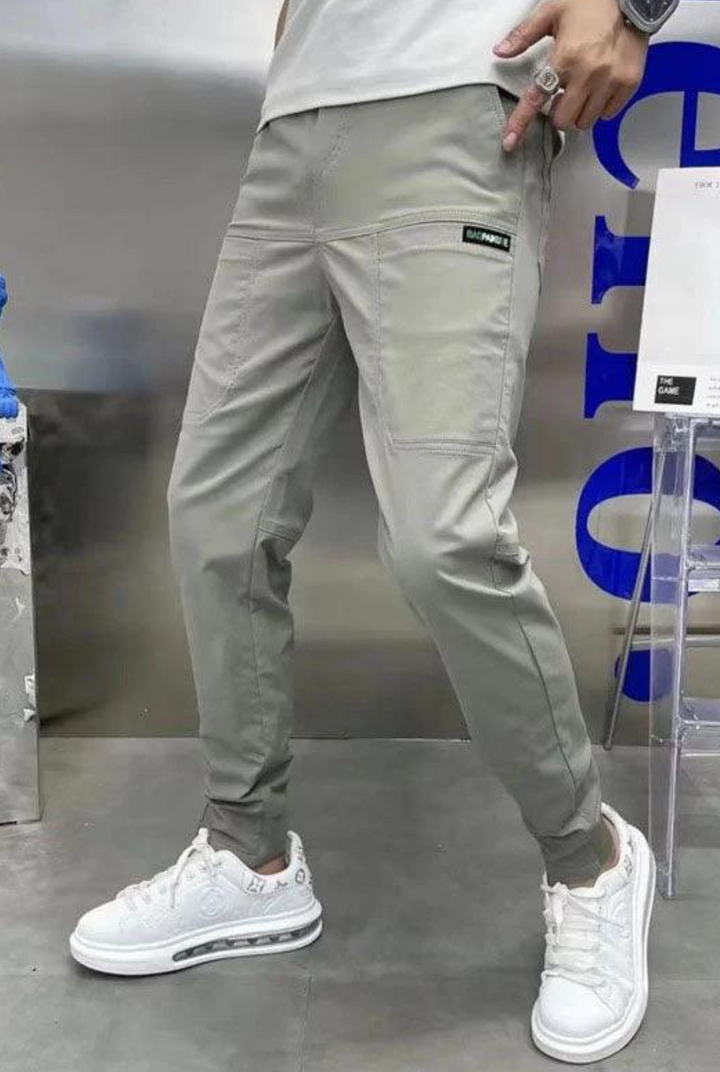 Men’s Stretch Cargo Pants – Comfortable Versatile Fit Light gray