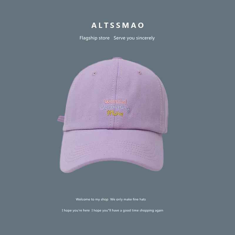 Face Displayed Small Letters Sun Visor Baseball Cap Threerow letter light purple adjustable