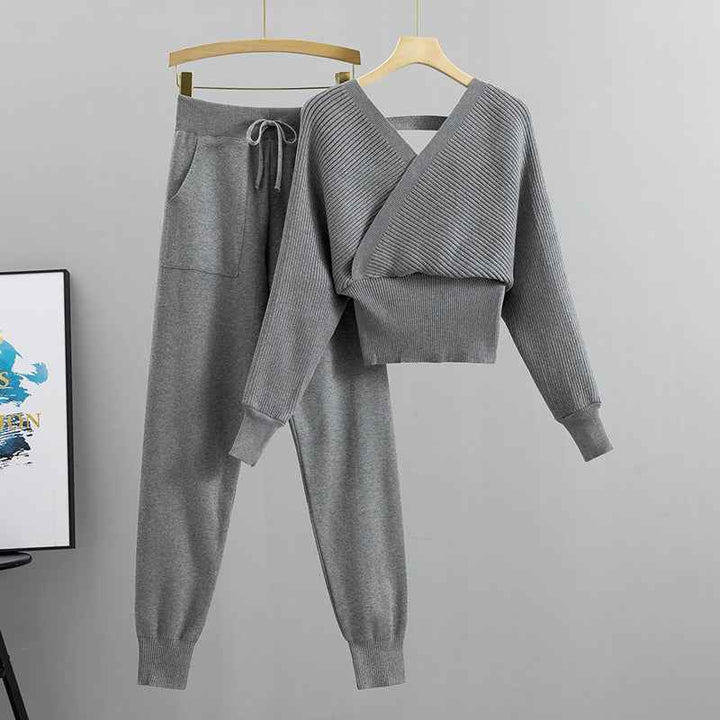 Wrap-Style Tracksuit Set for Ultimate Comfort Gray