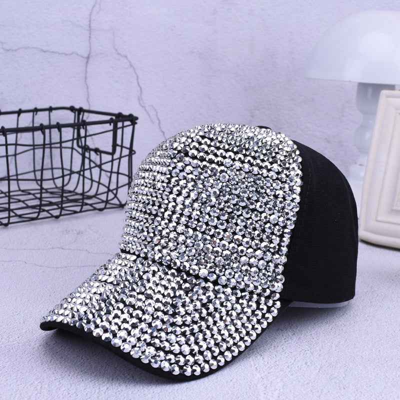 Luxury Sequins BaseballCap For Women Black silver