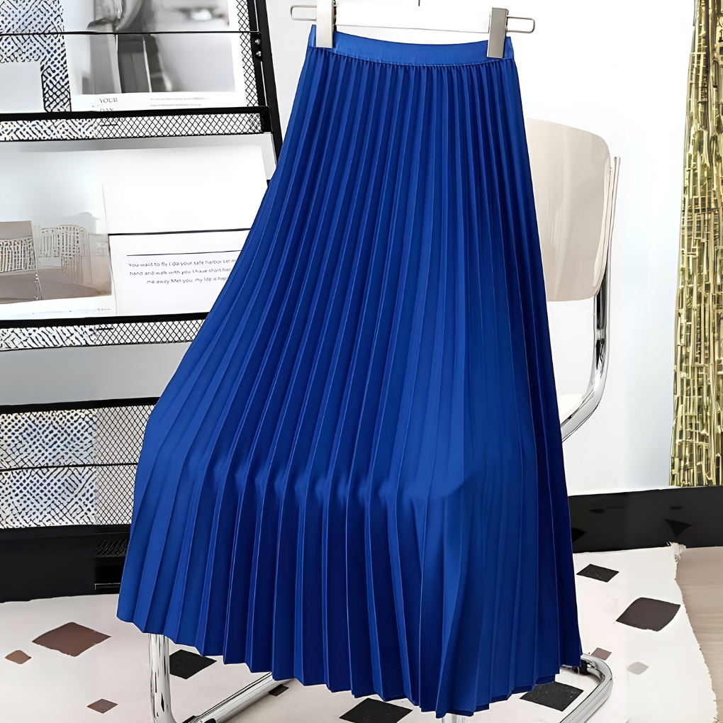 Women's Satin Pleated Skirt Blue