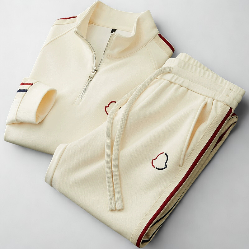 Trendy Quarter-Zip Tracksuit Set Legacy Cream