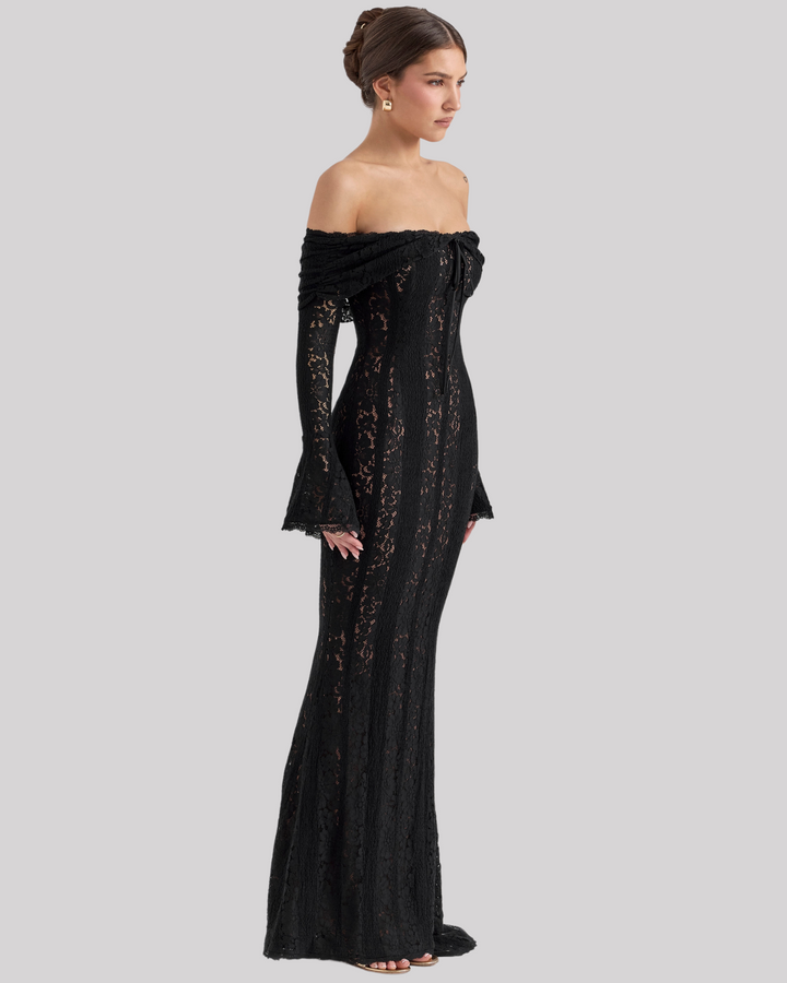 Luxe Off-Shoulder Maxi Dress in Lace for Women