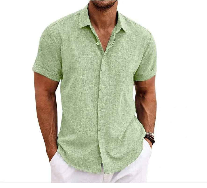 Men's Lightweight Cotton-Linen Casual Shirt Green