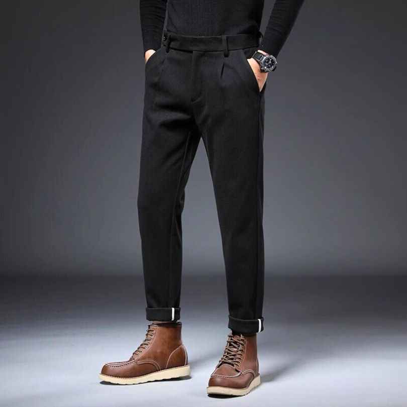 Men's Prestige Slacks - Elegant Tailored Trousers Black
