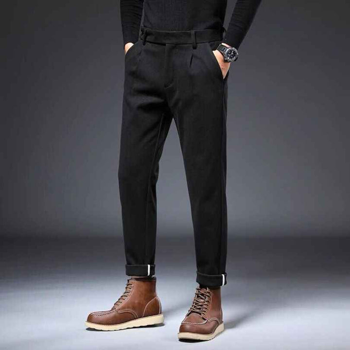 Men's Prestige Slacks - Elegant Tailored Trousers Black