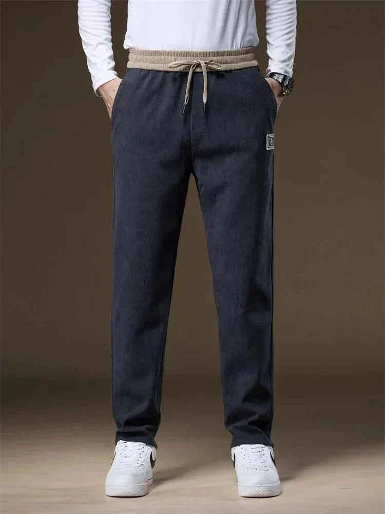 Men's Relaxed Fit Joggers with Elastic Waistband and Side Pockets Navy Blue