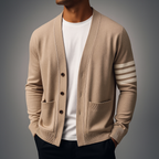 Men's Knit Cardigan - Stylish and Cozy Layering Essential Khaki