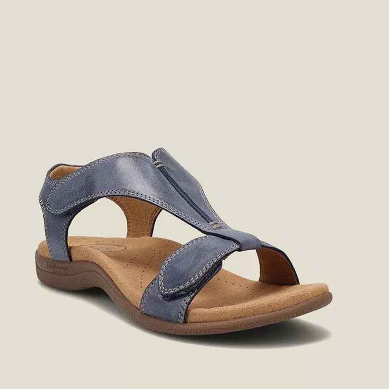 Women's Platform Wedge Sandals with Thick Soles and Velcro Straps Blue