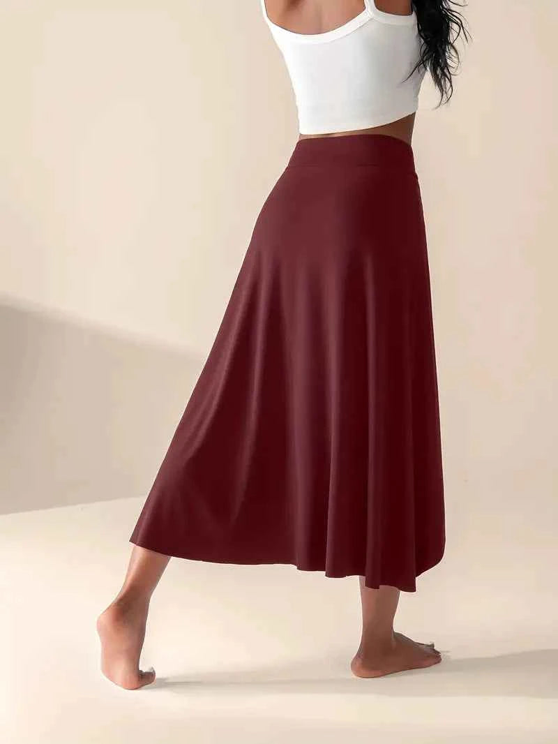 Women's High Waist Skirt with Split and Pockets