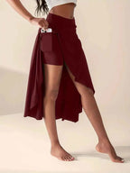 Women's High Waist Skirt with Split and Pockets