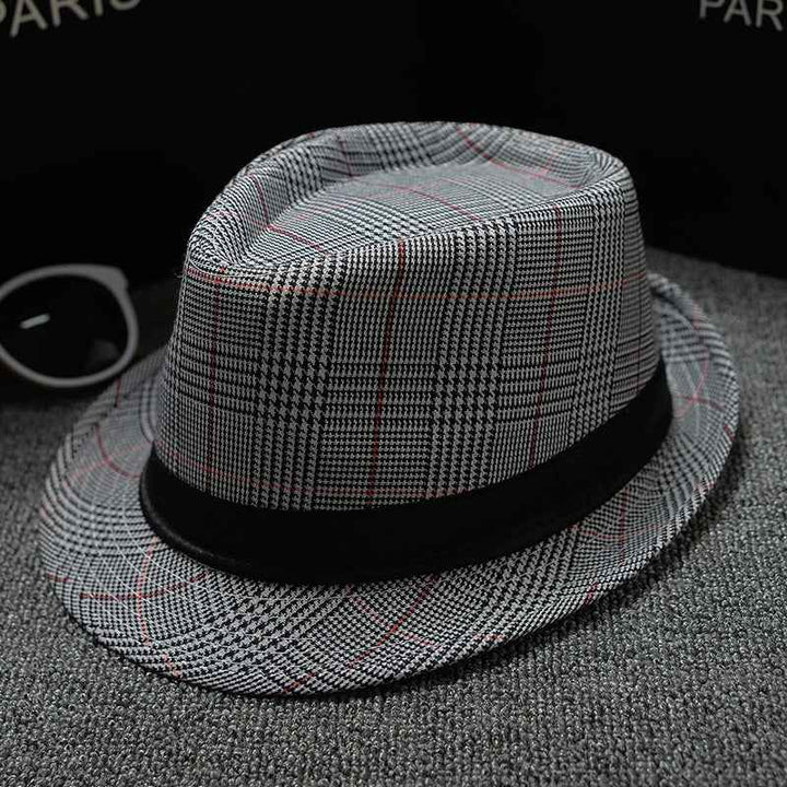 British Houndstooth Sun Hats for Men - Stylish European & American Outdoor Fashion Stripes red and black 58cm