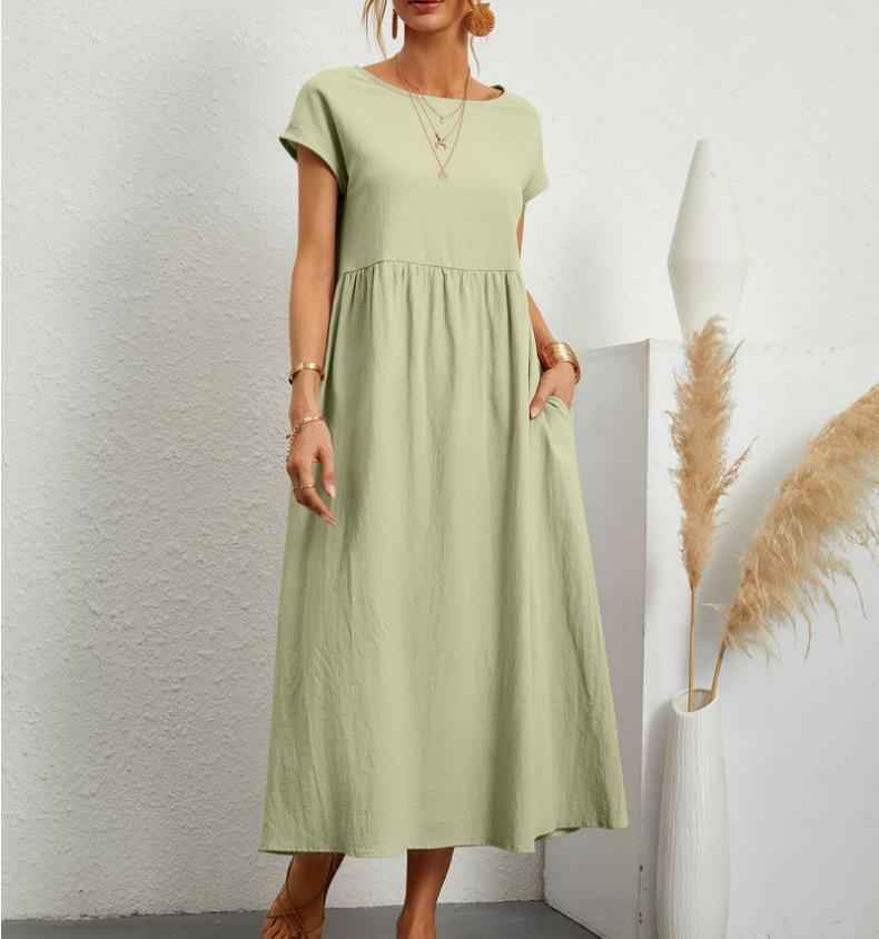 Sylvia | Elegant Relaxed Fit Midi Dress Light Green