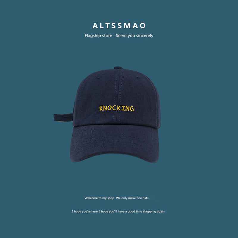 Face Displayed Small Letters Sun Visor Baseball Cap KNOCKING navy blue adjustable