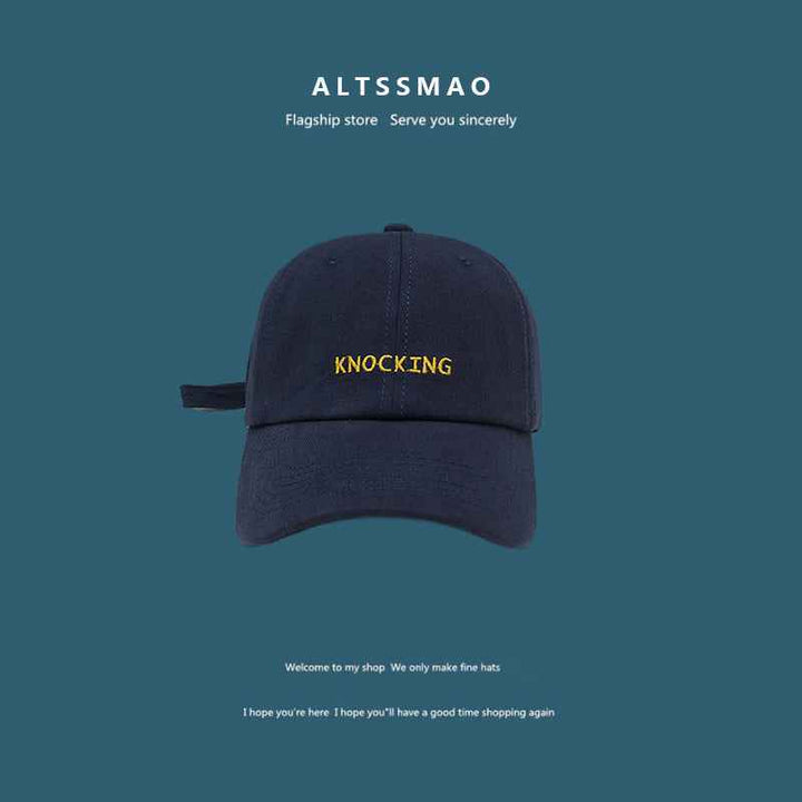 Face Displayed Small Letters Sun Visor Baseball Cap KNOCKING navy blue adjustable