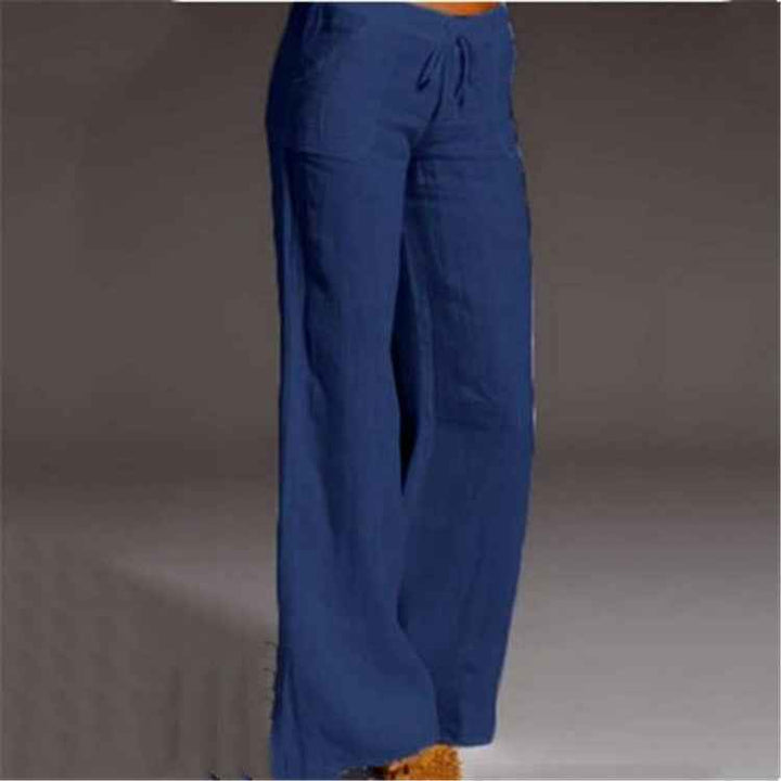 Women's Linen Trousers - Lightweight & Comfortable Blue