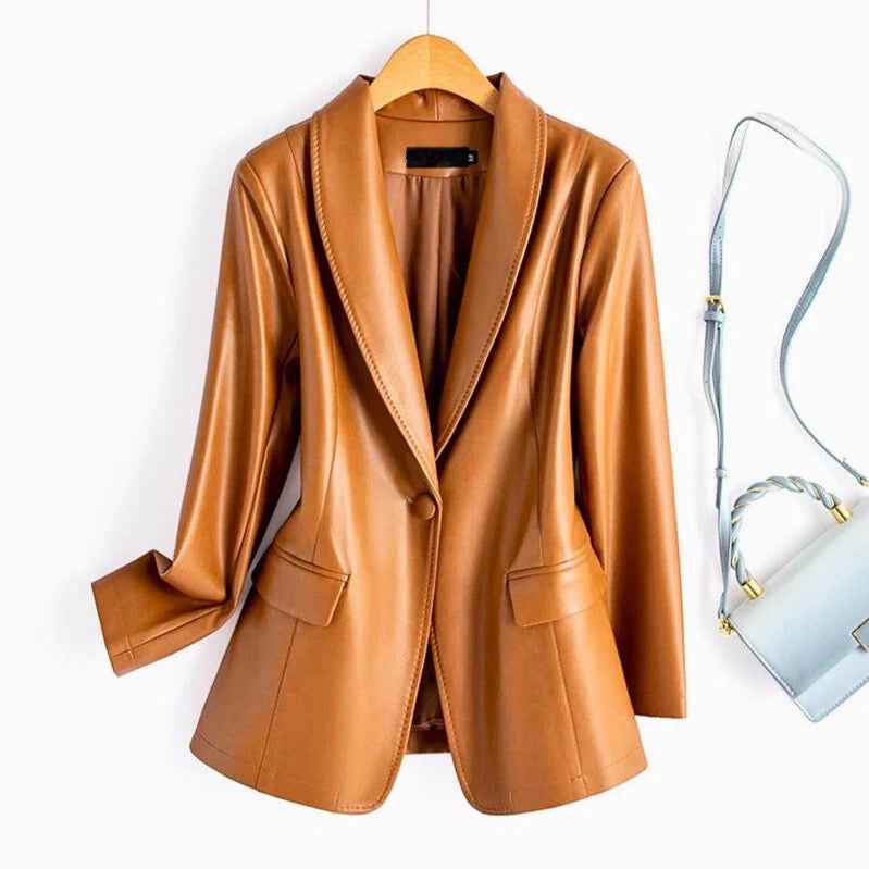 Women's Riviera Leather Blazer Brown