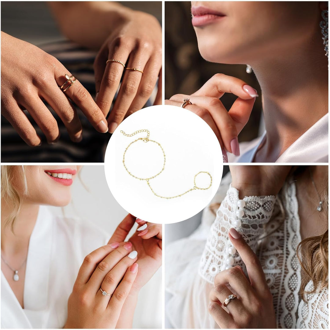Quincy | Women's Gold Hand Chain and Bracelet Combo