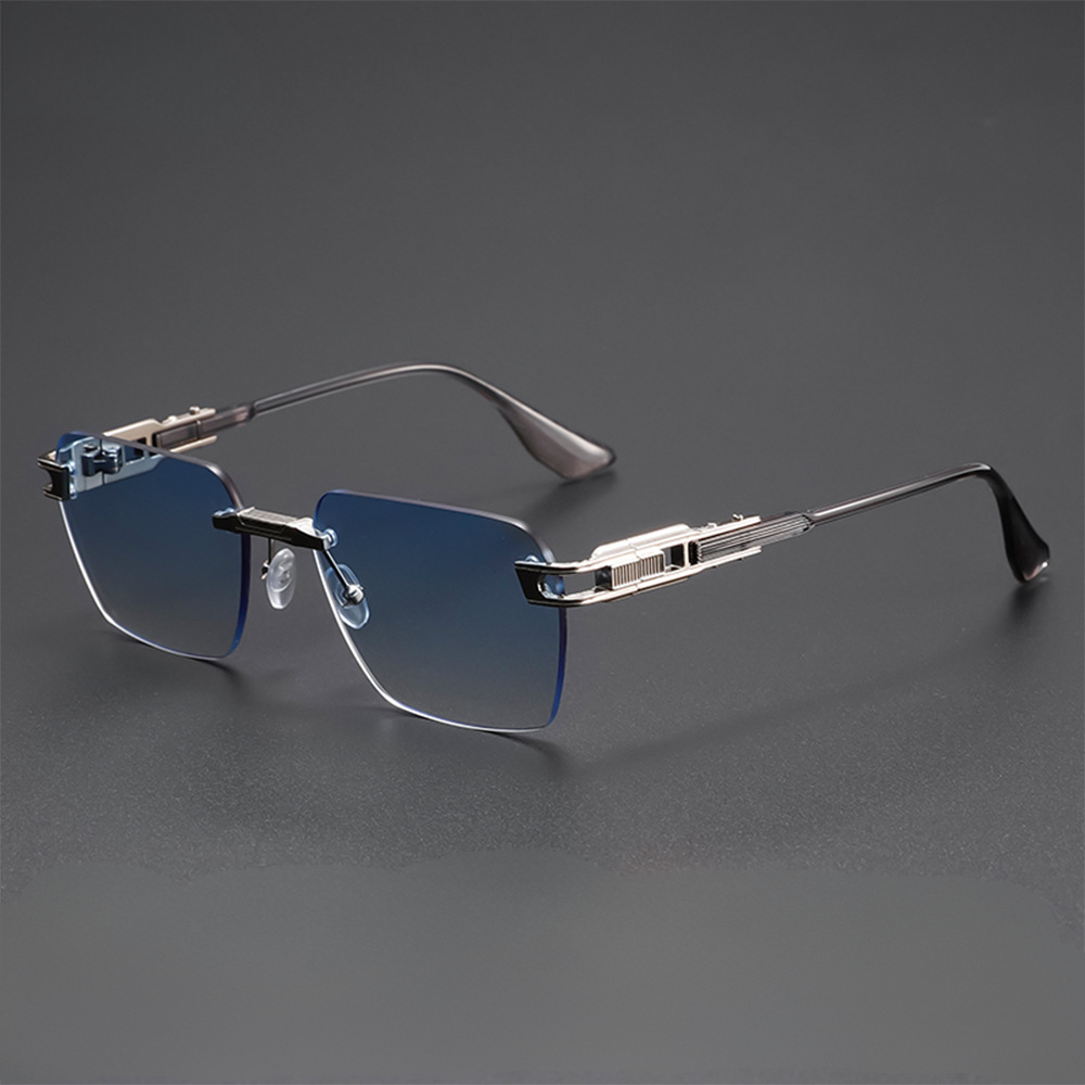 Stylish Rimless Sunglasses for Ultimate Sun Protection Blue