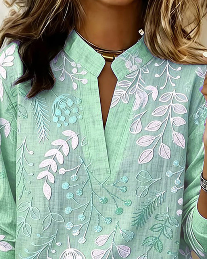 Women's Soft Touch Floral V-Neck Blouse in Pastel Colors