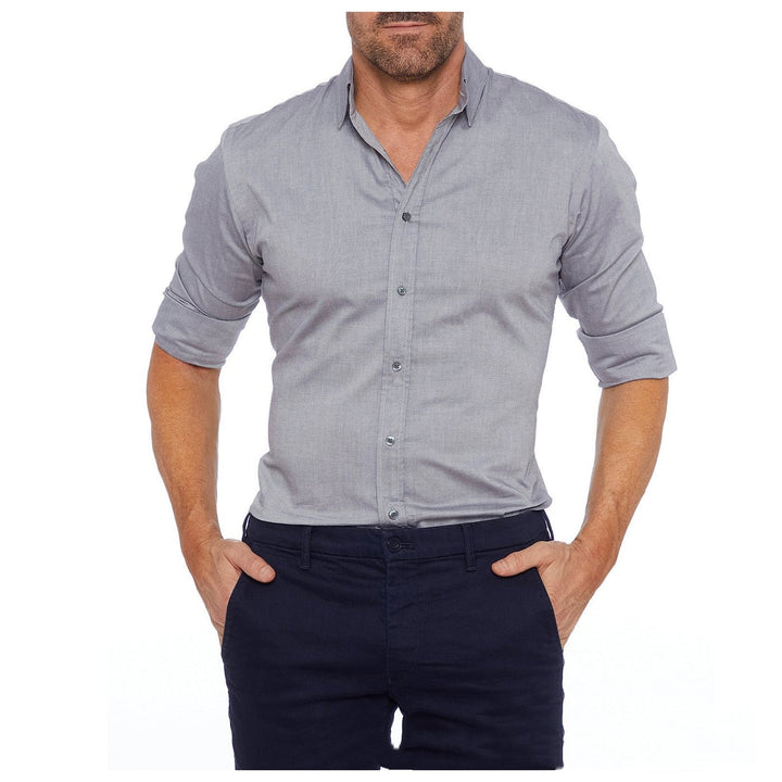 Men's Zippered Wrinkle-Free Shirt Grey
