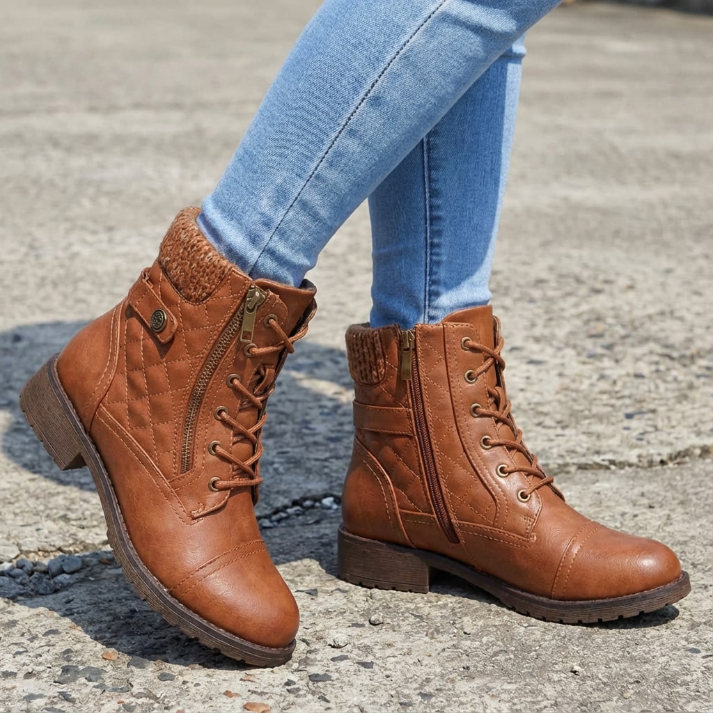 Women's Leather Ankle Boots Brown