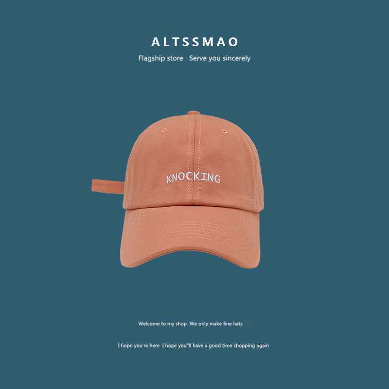 Face Displayed Small Letters Sun Visor Baseball Cap KNOCKING orange adjustable