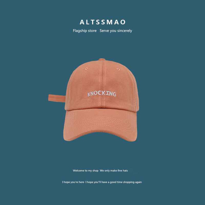 Face Displayed Small Letters Sun Visor Baseball Cap KNOCKING orange adjustable