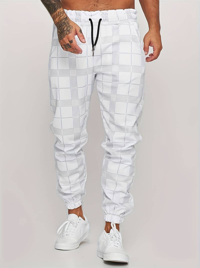 Men's Jogger Pants Modern Fit Fabric Blend White