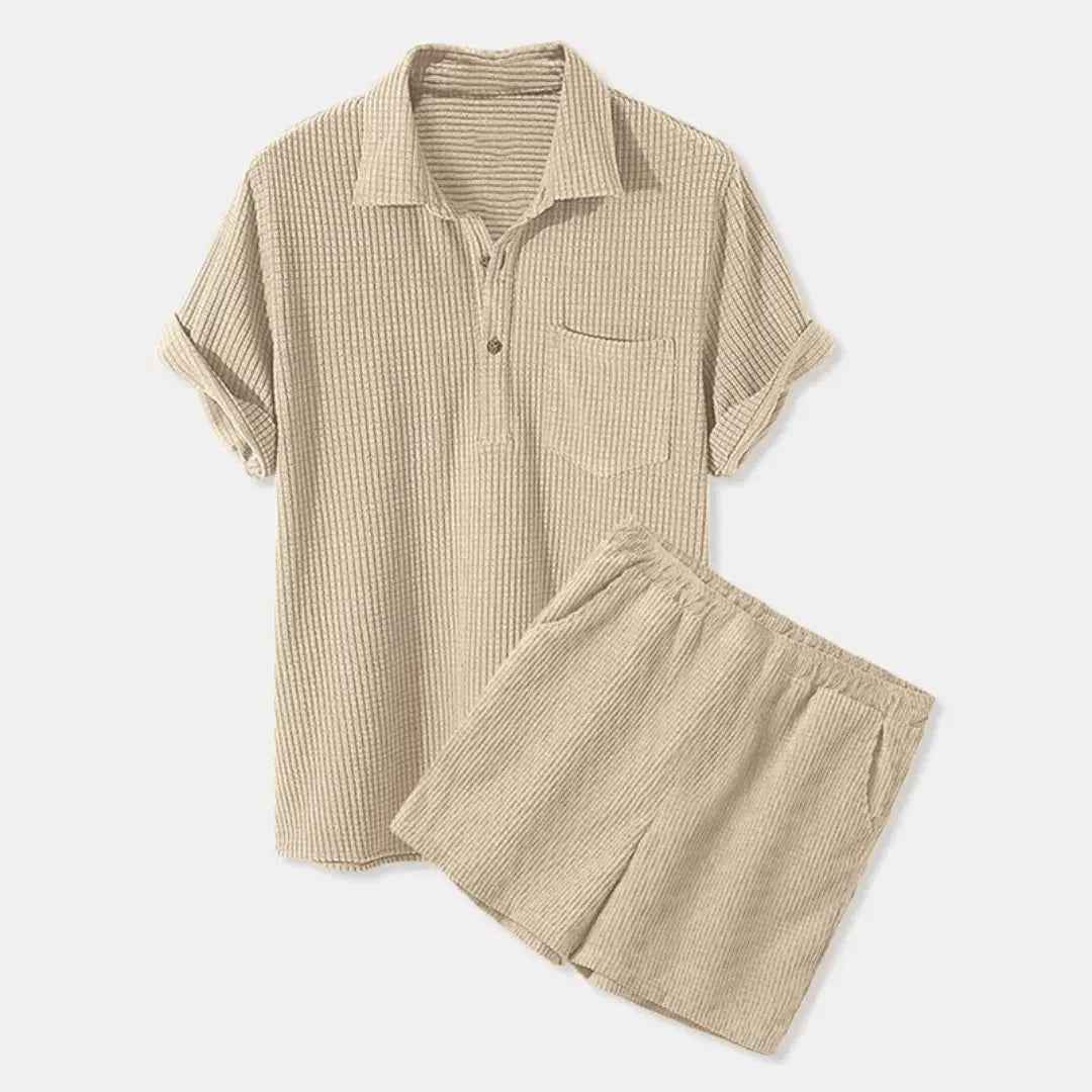 Men's Retro Casual Corduroy Set Apricot