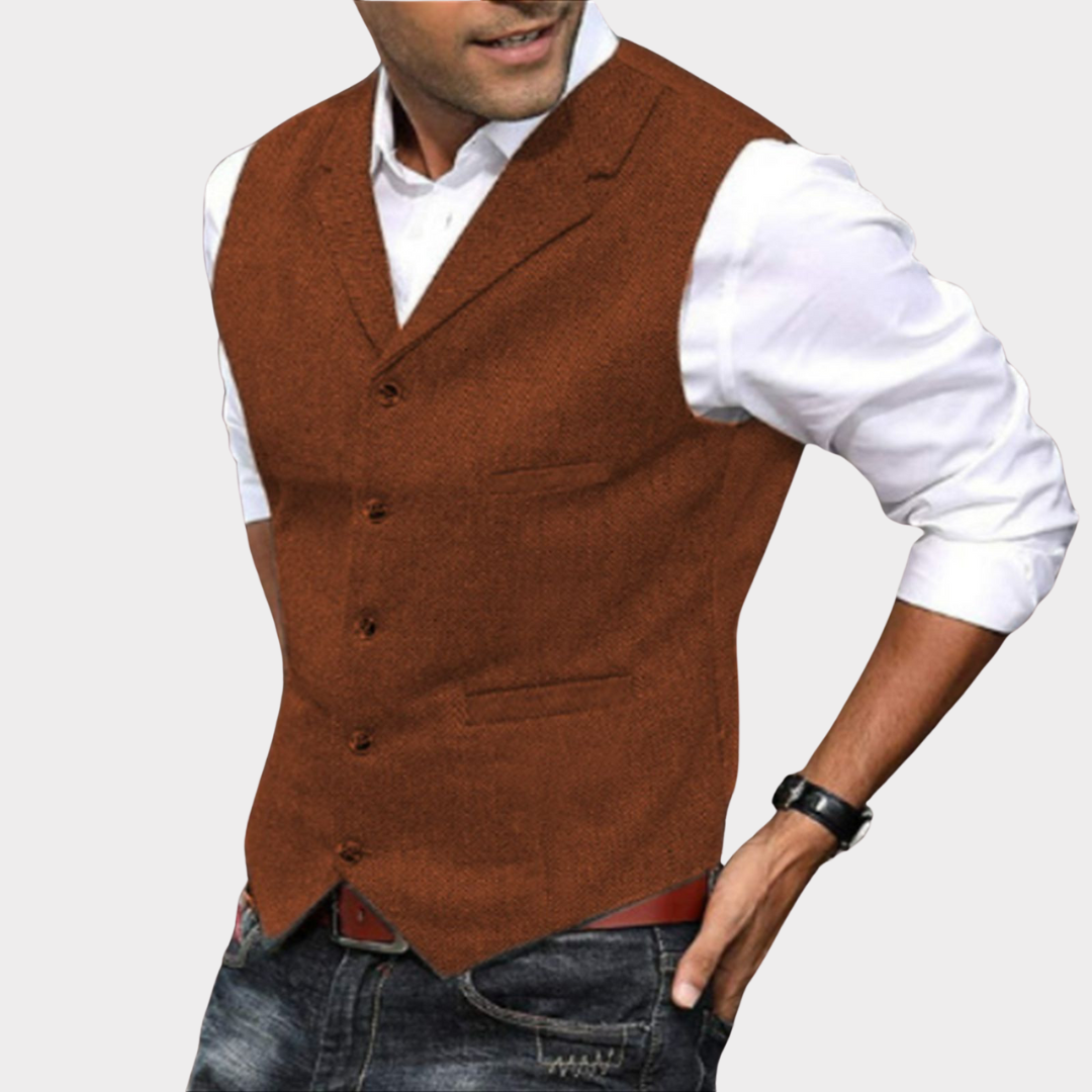 Men's Vintage Vest - Classic Style Dark Brown