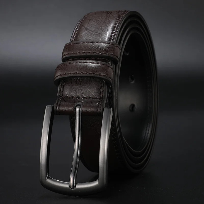 Gunmetal Cowhide Belt for Stylish Outfits Dark Brown