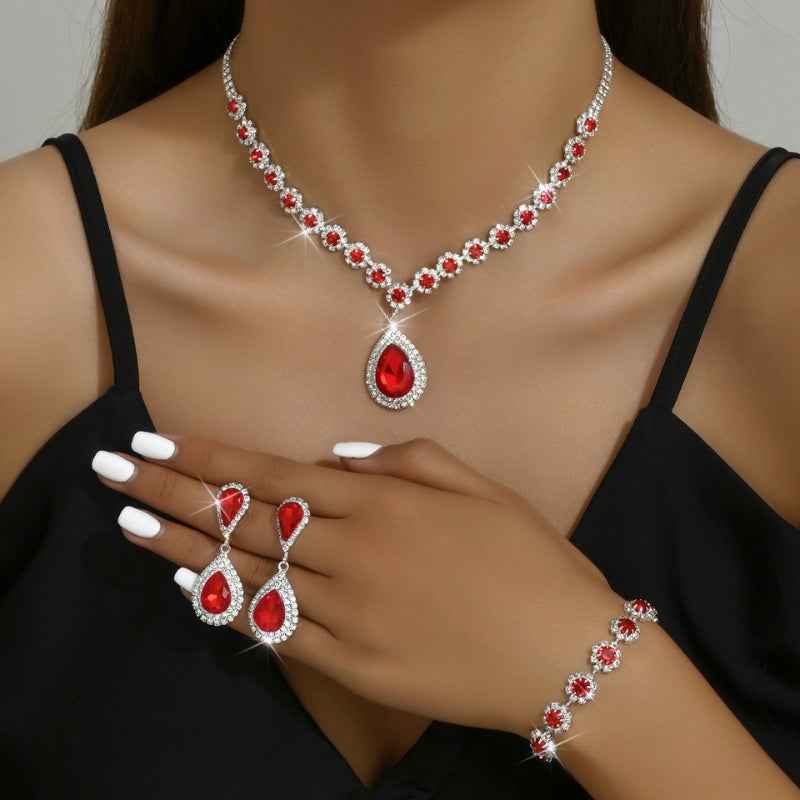 Elegant 3-Piece Gemstone Jewelry Set Ruby