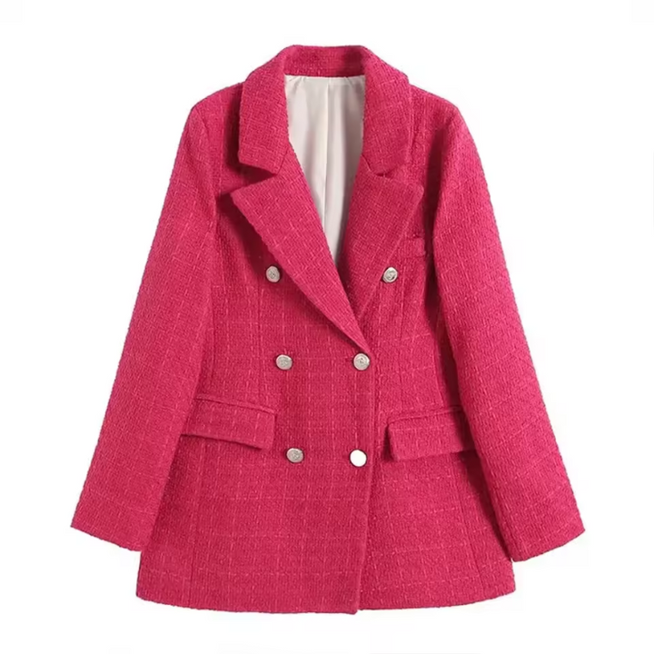 Elcke | Women's Blazer with Reversed Collar and Stylish Buttons Pink