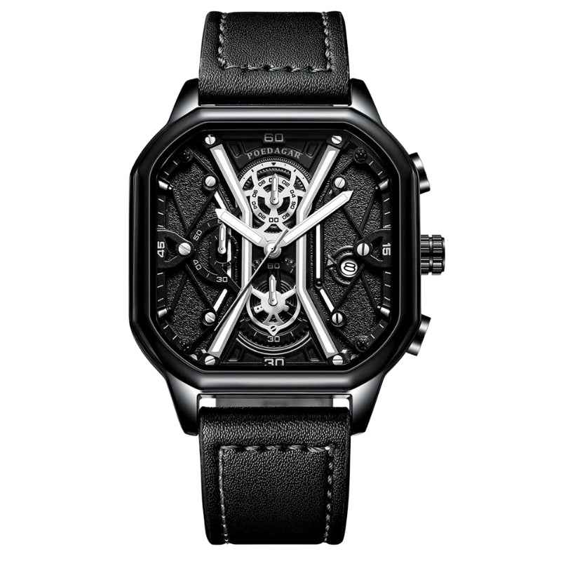 Premium Obsidian Luxury Watch Black Silver