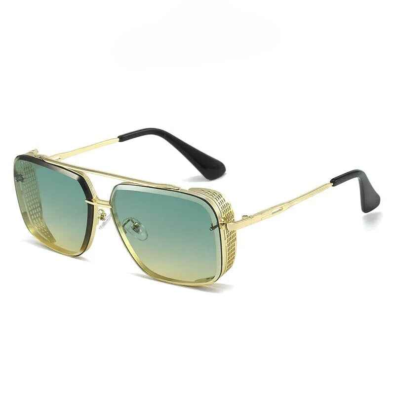Vintage-Inspired Retro Sunglasses Gold Frame Turquoise Lenses
