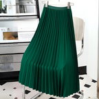Women's Satin Pleated Skirt Green