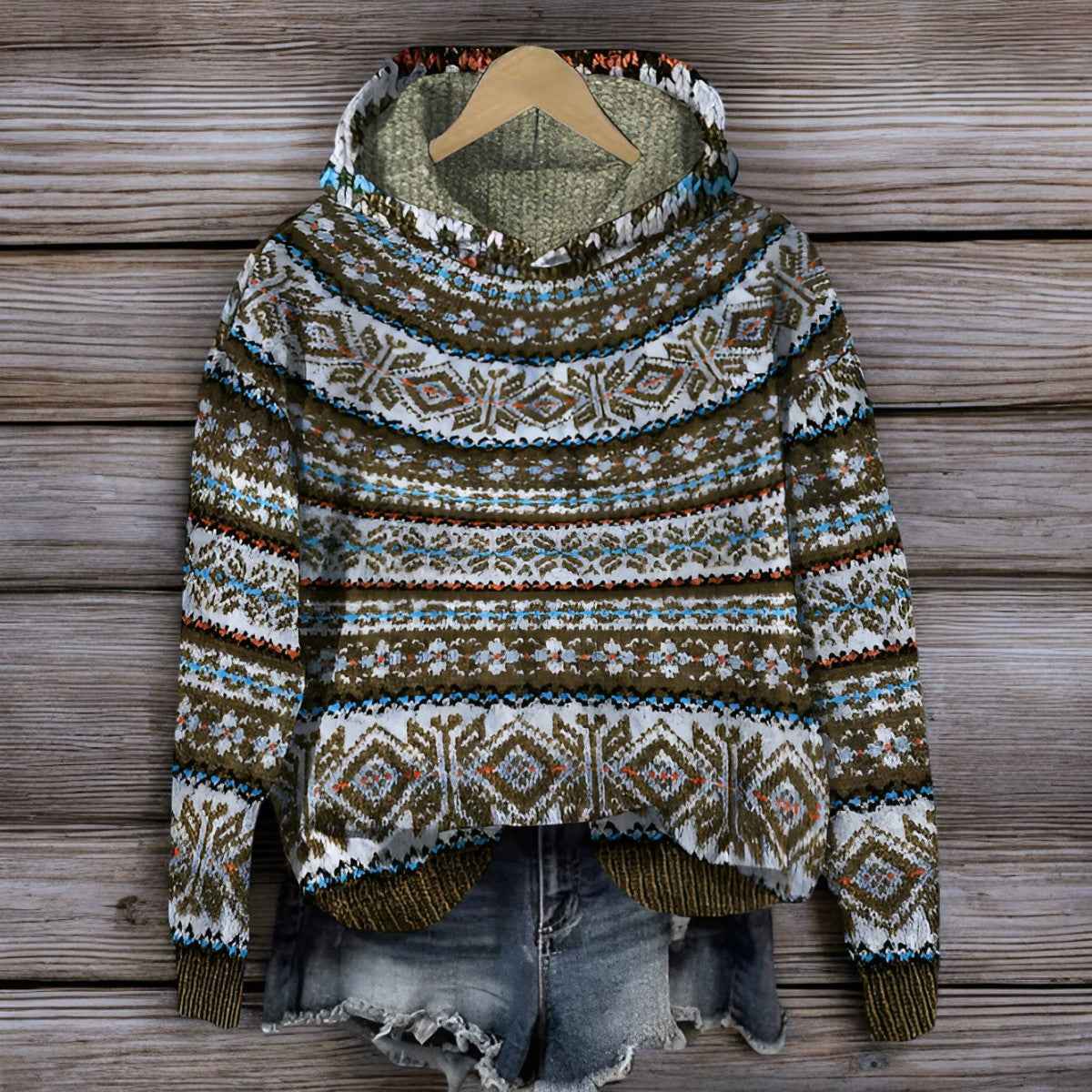 Women's Icelandic Printed Hoodie Brown